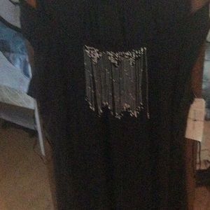 Brand new John Paul Richard black top with hanging beads